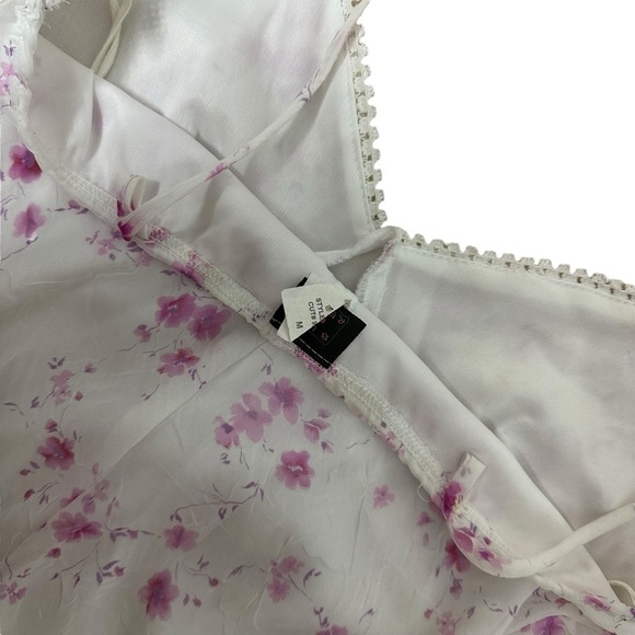 Vintage Dress Slip Mini Dainty Floral Coquette White Pink Y2K Summer Size Medium - Picture 6 of 9